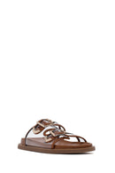 Women's Tan Double Buckle Slippers | Derimod Women's Tan Double Buckle Slippers | Derimod