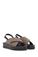 Women's Brown Back Buckle Thick Soled Straw Sandals | Derimod Women's Brown Back Buckle Thick Soled Straw Sandals | Derimod