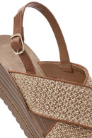 Women's Beige Back Buckle Thick Soled Straw Sandals | Derimod Women's Beige Back Buckle Thick Soled Straw Sandals | Derimod
