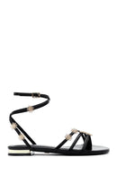 Women's Black Ankle Buckle Stoned Sandals | Derimod Women's Black Ankle Buckle Stoned Sandals | Derimod