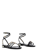 Women's Black Ankle Buckle Stoned Sandals | Derimod Women's Black Ankle Buckle Stoned Sandals | Derimod