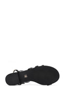 Women's Black Ankle Buckle Stoned Sandals | Derimod Women's Black Ankle Buckle Stoned Sandals | Derimod