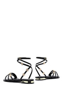 Women's Black Ankle Buckle Stoned Sandals | Derimod Women's Black Ankle Buckle Stoned Sandals | Derimod