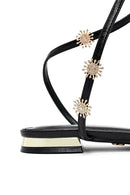 Women's Black Ankle Buckle Stoned Sandals | Derimod Women's Black Ankle Buckle Stoned Sandals | Derimod