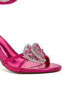 Women's Pink Ankle Buckle Stoned Thin Heel Sandals | Derimod Women's Pink Ankle Buckle Stoned Thin Heel Sandals | Derimod