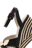 Women's Black Ankle Buckle Wedge Heel Espadrille Sandals | Derimod Women's Black Ankle Buckle Wedge Heel Espadrille Sandals | Derimod