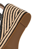 Women's Black Ankle Buckle Wedge Heel Espadrille Sandals | Derimod Women's Black Ankle Buckle Wedge Heel Espadrille Sandals | Derimod