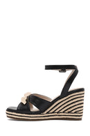Women's Black Ankle Buckle Wedge Heel Espadrille Sandals | Derimod Women's Black Ankle Buckle Wedge Heel Espadrille Sandals | Derimod