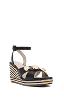 Women's Black Ankle Buckle Wedge Heel Espadrille Sandals | Derimod Women's Black Ankle Buckle Wedge Heel Espadrille Sandals | Derimod