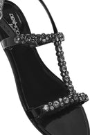 Women's Black Jelly Back Buckle Stoned Sandals | Derimod Women's Black Jelly Back Buckle Stoned Sandals | Derimod