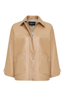 Karen Women's Beige Leather Jacket | Derimod Karen Women's Beige Leather Jacket | Derimod