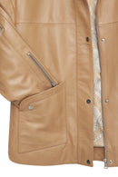 Karen Women's Beige Leather Jacket | Derimod Karen Women's Beige Leather Jacket | Derimod
