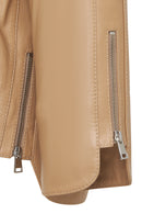 Karen Women's Beige Leather Jacket | Derimod Karen Women's Beige Leather Jacket | Derimod