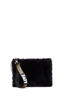 Women's Black Long Strap Plush Clutch Bag | Derimod Women's Black Long Strap Plush Clutch Bag | Derimod