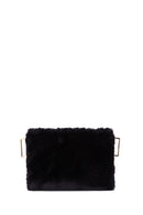 Women's Black Long Strap Plush Clutch Bag | Derimod Women's Black Long Strap Plush Clutch Bag | Derimod
