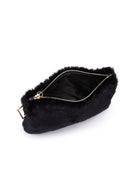 Women's Black Long Strap Plush Clutch Bag | Derimod Women's Black Long Strap Plush Clutch Bag | Derimod