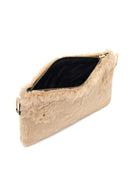 Women's Tan Long Strap Plush Clutch Bag | Derimod Women's Tan Long Strap Plush Clutch Bag | Derimod