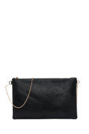 Women's Black Chain Strap Patterned Clutch Bag | Derimod Women's Black Chain Strap Patterned Clutch Bag | Derimod