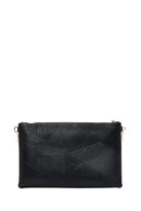 Women's Black Chain Strap Patterned Clutch Bag | Derimod Women's Black Chain Strap Patterned Clutch Bag | Derimod