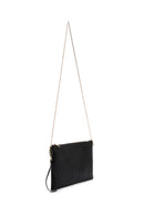 Women's Black Chain Strap Patterned Clutch Bag | Derimod Women's Black Chain Strap Patterned Clutch Bag | Derimod