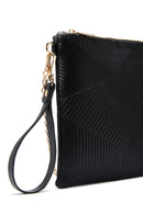 Women's Black Chain Strap Patterned Clutch Bag | Derimod Women's Black Chain Strap Patterned Clutch Bag | Derimod