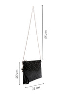 Women's Black Chain Strap Patterned Patent Leather Clutch Bag | Derimod Women's Black Chain Strap Patterned Patent Leather Clutch Bag | Derimod