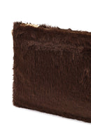 Women's Brown Chain Strap Plush Clutch Bag | Derimod Women's Brown Chain Strap Plush Clutch Bag | Derimod