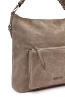 Women's Beige Short and Long Strapped Suede Shoulder Bag | Derimod Women's Beige Short and Long Strapped Suede Shoulder Bag | Derimod