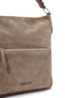 Women's Beige Short and Long Strapped Suede Shoulder Bag | Derimod Women's Beige Short and Long Strapped Suede Shoulder Bag | Derimod