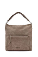 Women's Beige Short and Long Strapped Suede Shoulder Bag | Derimod Women's Beige Short and Long Strapped Suede Shoulder Bag | Derimod