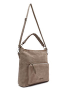 Women's Beige Short and Long Strapped Suede Shoulder Bag | Derimod Women's Beige Short and Long Strapped Suede Shoulder Bag | Derimod
