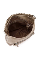 Women's Beige Short and Long Strapped Suede Shoulder Bag | Derimod Women's Beige Short and Long Strapped Suede Shoulder Bag | Derimod