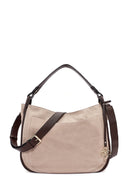 Women's Gray Long Strap Suede Shoulder Bag | Derimod Women's Gray Long Strap Suede Shoulder Bag | Derimod