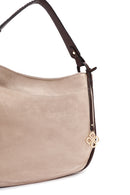 Women's Gray Long Strap Suede Shoulder Bag | Derimod Women's Gray Long Strap Suede Shoulder Bag | Derimod