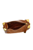 Women's Tan Long Strap Suede Leather Mini Shoulder Bag | Derimod Women's Tan Long Strap Suede Leather Mini Shoulder Bag | Derimod