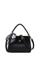 Women's Black Long Strap Suede Shoulder Bag | Derimod Women's Black Long Strap Suede Shoulder Bag | Derimod