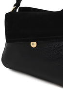 Women's Black Long Strap Suede Shoulder Bag | Derimod Women's Black Long Strap Suede Shoulder Bag | Derimod