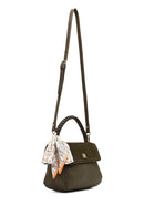 Women's Khaki Long Strap Suede Shoulder Bag | Derimod Women's Khaki Long Strap Suede Shoulder Bag | Derimod