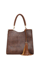 Women's Tan Printed Long Strap Shoulder Bag | Derimod Women's Tan Printed Long Strap Shoulder Bag | Derimod