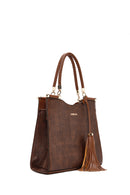 Women's Tan Printed Long Strap Shoulder Bag | Derimod Women's Tan Printed Long Strap Shoulder Bag | Derimod