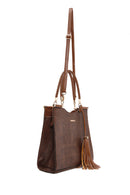 Women's Tan Printed Long Strap Shoulder Bag | Derimod Women's Tan Printed Long Strap Shoulder Bag | Derimod