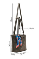 Women's Gray Long Strap Accessorized Woven Shoulder Bag | Derimod Women's Gray Long Strap Accessorized Woven Shoulder Bag | Derimod