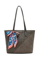 Women's Gray Long Strap Accessorized Woven Shoulder Bag | Derimod Women's Gray Long Strap Accessorized Woven Shoulder Bag | Derimod