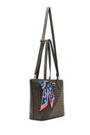 Women's Gray Long Strap Accessorized Woven Shoulder Bag | Derimod Women's Gray Long Strap Accessorized Woven Shoulder Bag | Derimod