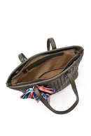 Women's Gray Long Strap Accessorized Woven Shoulder Bag | Derimod Women's Gray Long Strap Accessorized Woven Shoulder Bag | Derimod