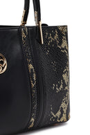 Women's Black Printed Long Strap Shoulder Bag | Derimod Women's Black Printed Long Strap Shoulder Bag | Derimod