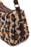 Women's Leopard Long Strap Plush Shoulder Bag | Derimod Women's Leopard Long Strap Plush Shoulder Bag | Derimod
