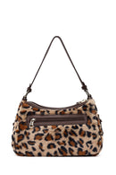 Women's Leopard Long Strap Plush Shoulder Bag | Derimod Women's Leopard Long Strap Plush Shoulder Bag | Derimod