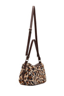 Women's Leopard Long Strap Plush Shoulder Bag | Derimod Women's Leopard Long Strap Plush Shoulder Bag | Derimod