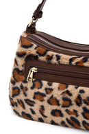 Women's Leopard Long Strap Plush Shoulder Bag | Derimod Women's Leopard Long Strap Plush Shoulder Bag | Derimod